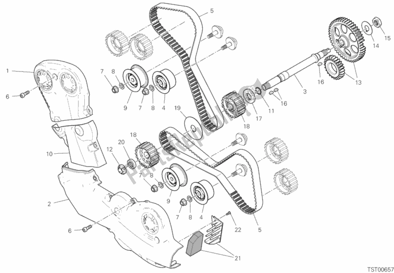 All parts for the Timing System of the Ducati Multistrada 950 USA 2019
